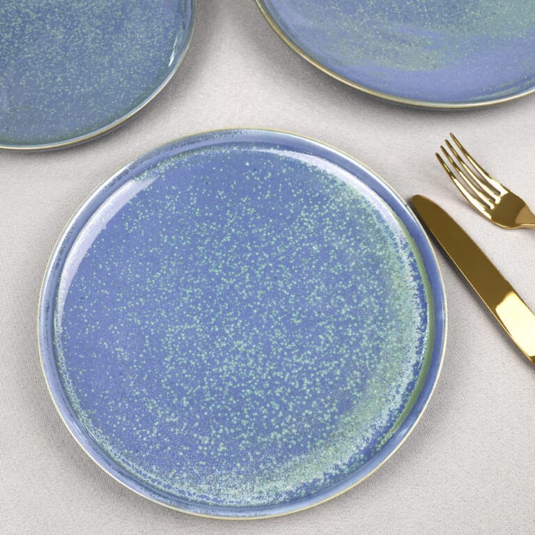 custom gradient blue kiln change ceramic plate
