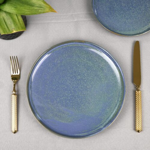 Ceramic Dinner Plate Decorative Blue Color Tableware Ceramic Cake Charger Plate Set Flat Plates Tableware Dishes Dinnerware