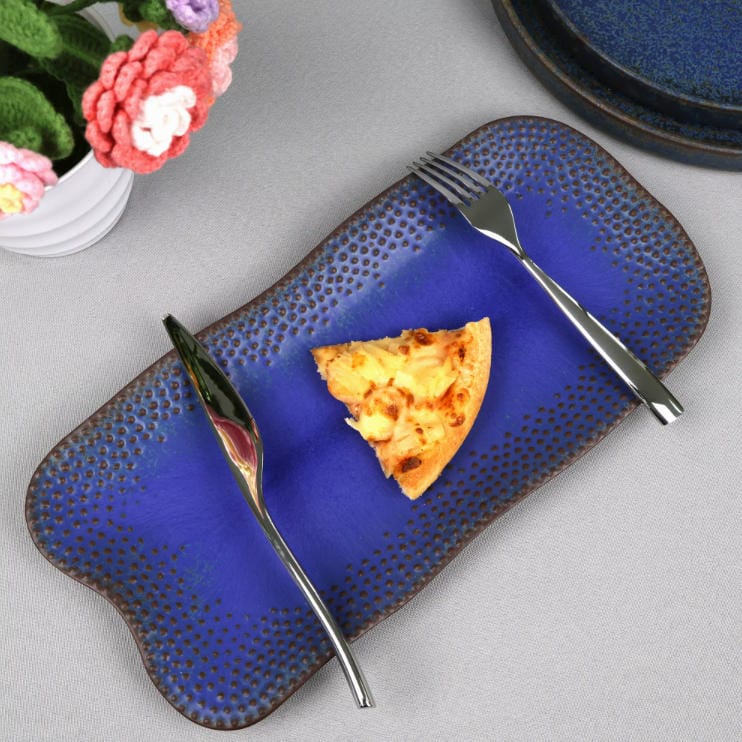 Brett retro kiln change blue ceramic dinnerware set