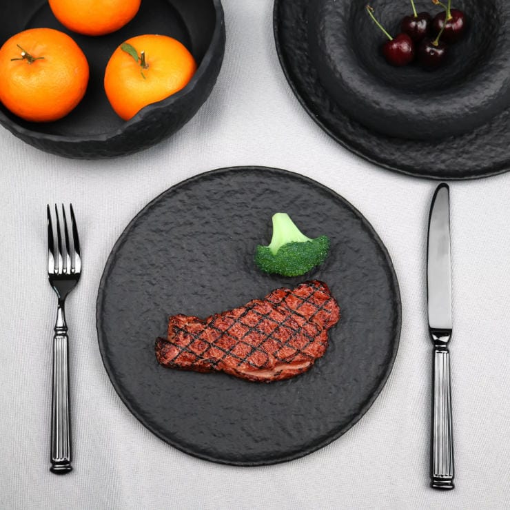 kiln change black crockery set