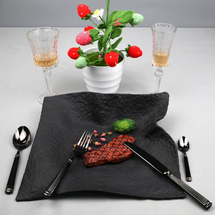 kiln change black crockery set