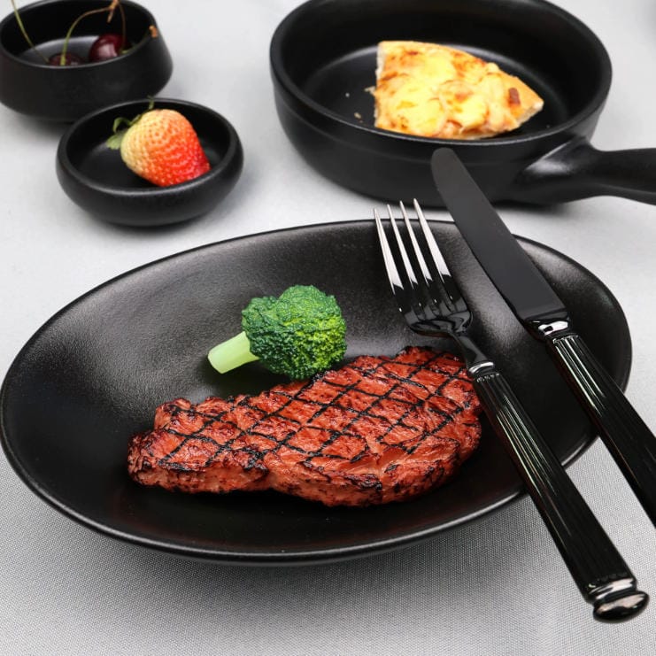 custom black dinnerware set for catering