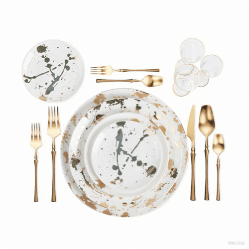 Marble Design Gold Ceramic Dinnerware Set Wedding Charger Platter and Plates