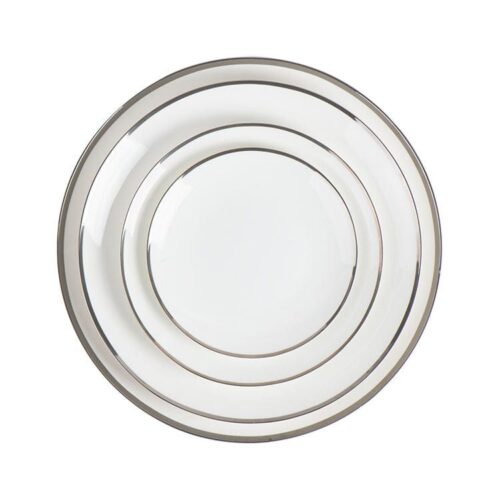 Bone China Silver Rim Dinner Plates Set Steak Plate Silver Charger Plate Set Crockery Tableware