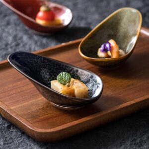 High Temperature Fired Ceramic Crescent Bowl Rustic Stoneware Dish Durable Crescent Ceramic