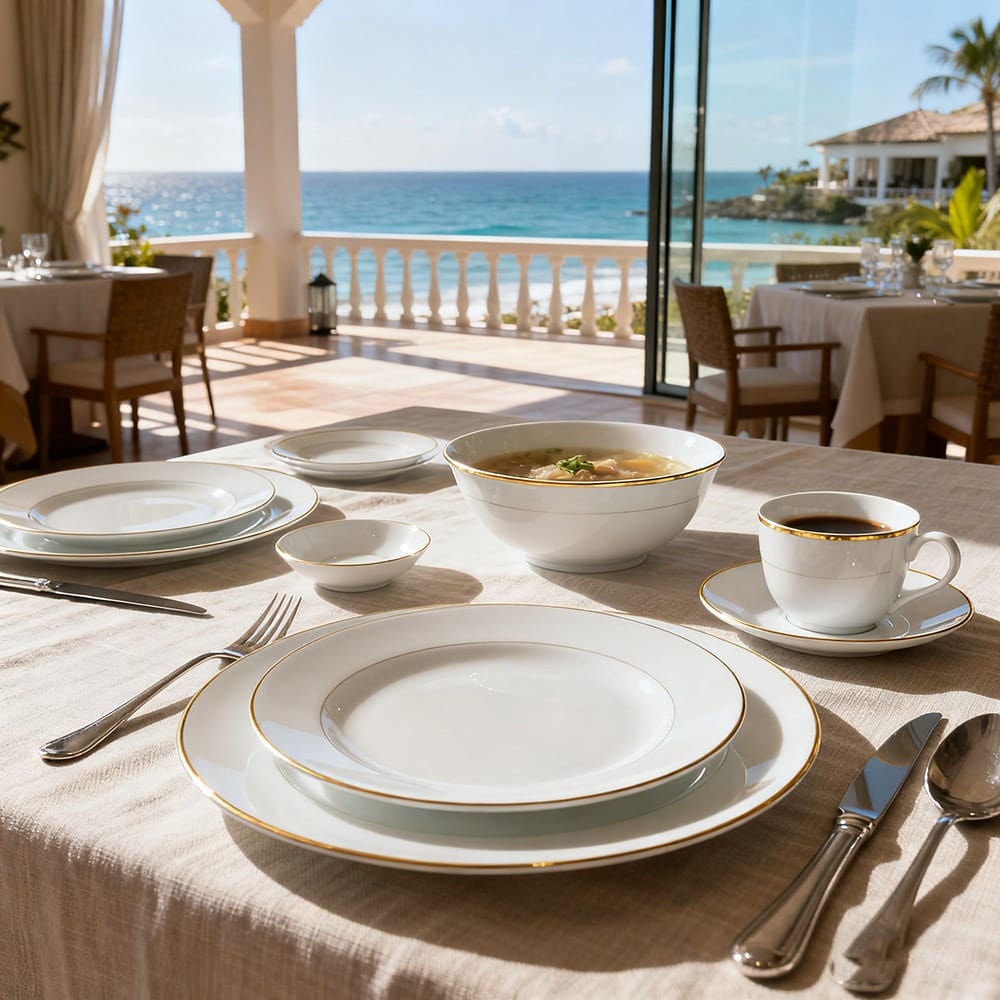 bone china dinnerware for luxury resorts