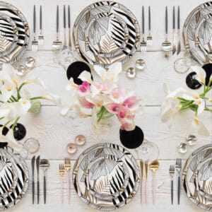 black write modern luxury wedding dinnerware set