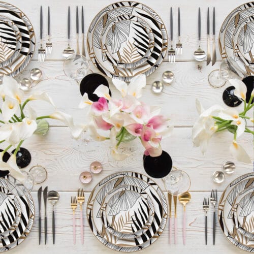 black write modern luxury wedding dinnerware set