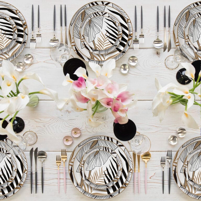 black write modern luxury wedding dinnerware set