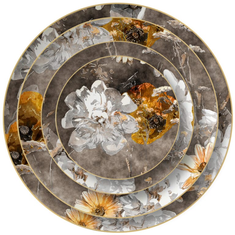 Wedding Brown Artistic hand painted floral bone china plate