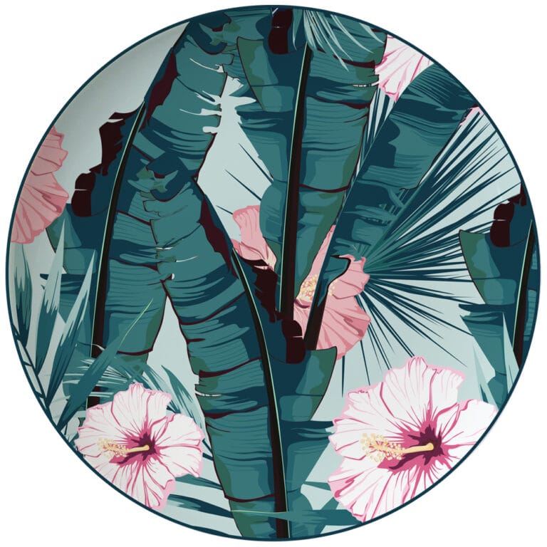 Green Floral Bone China Crockery Set Charger Plate