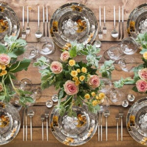 Wedding Brown Artistic hand painted floral bone china plate set