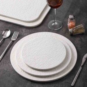 Matte White Stone-Grain Ceramic Crockery Set