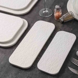 Matte White Stone-Grain Ceramic Crockery Set