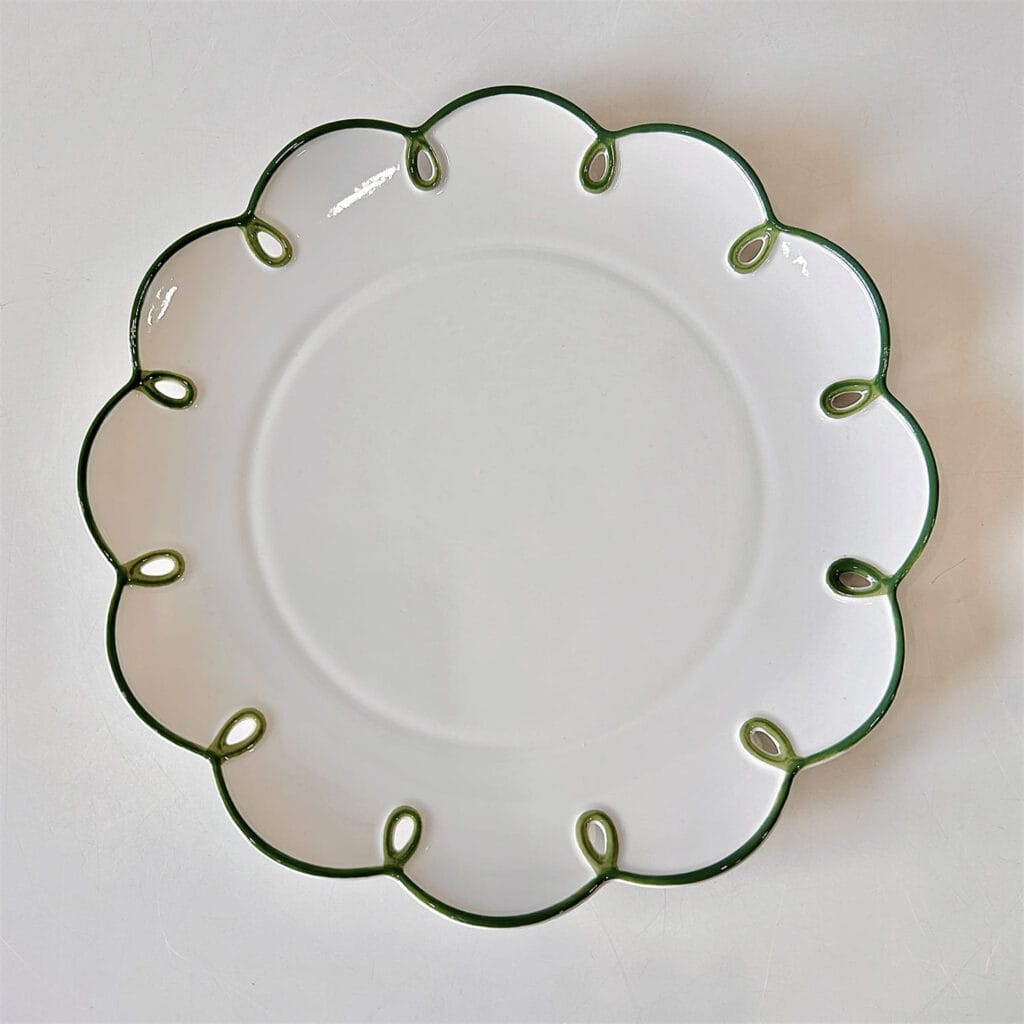 Macaron Color Lace Trim Porcelain Plates Hollow Ring