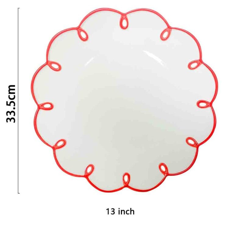 Macaron Color Lace Trim Porcelain Plates Hollow Ring