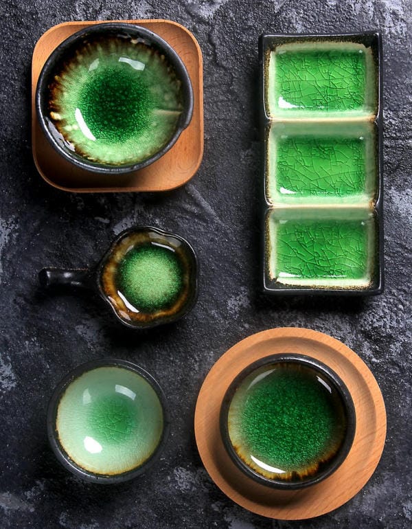 Kiln Change Ceramic Dinnerware Set Janpanese Retro Style