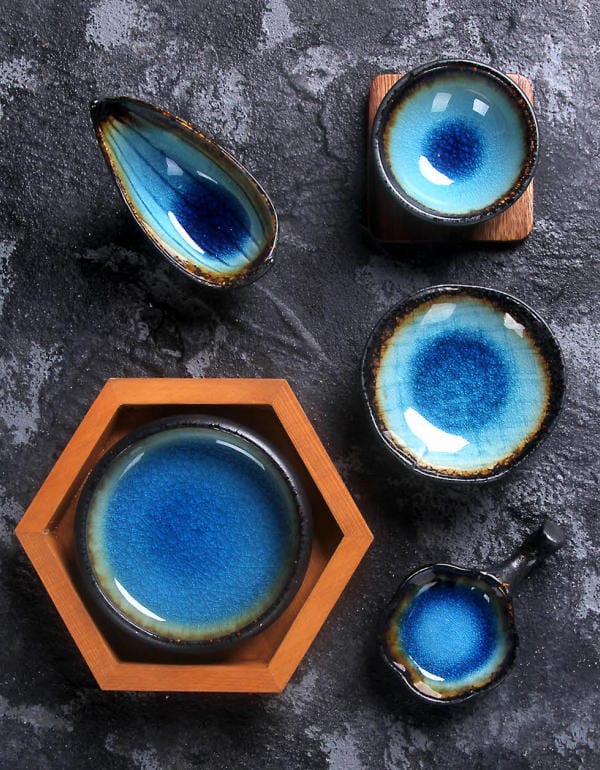 Kiln Change Ceramic Dinnerware Set Janpanese Retro Style