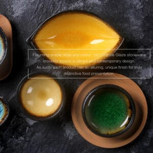 Kiln Change Ceramic Dinnerware Set Janpanese Retro Style