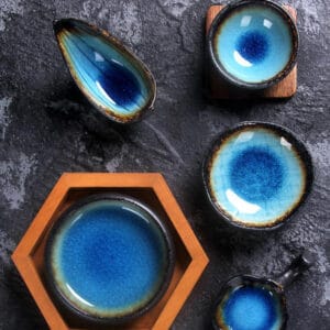 Kiln Change Ceramic Dinnerware Set Janpanese Retro Style