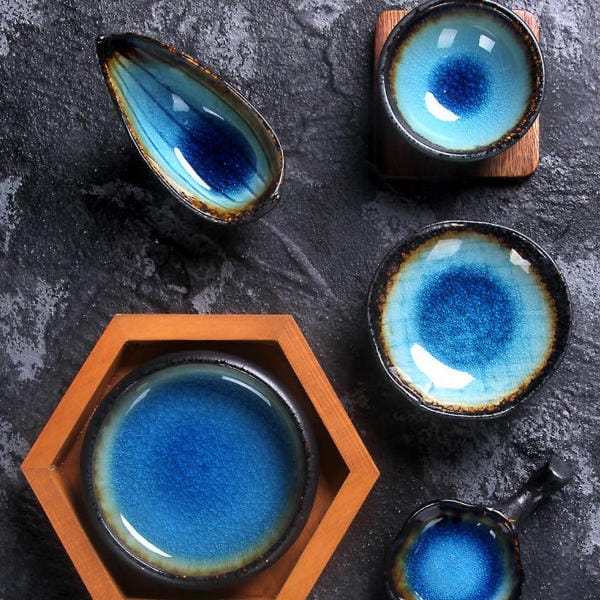 Kiln Change Ceramic Dinnerware Set Janpanese Retro Style