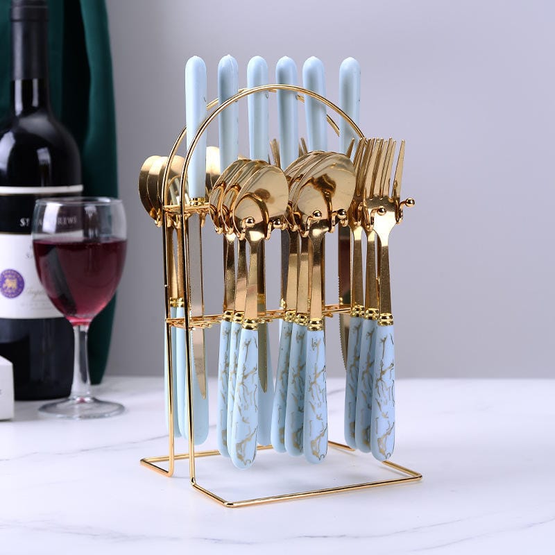 24-Piece Wholesale Package Box Gold Plated Cutlery Set