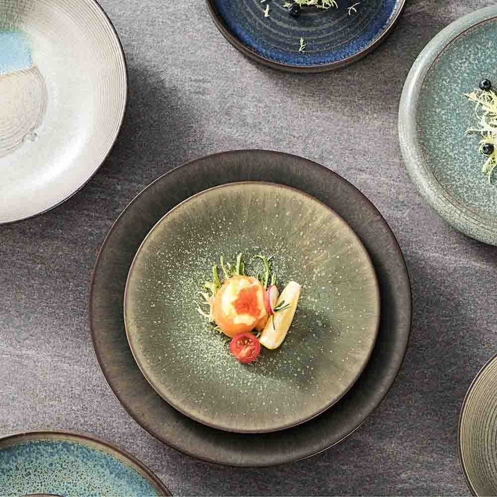 Natural Green Vintage Mottled Kiln Change Ceramic Tableware Set