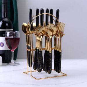 24-Piece Wholesale Package Box Gold Plated Cutlery Set