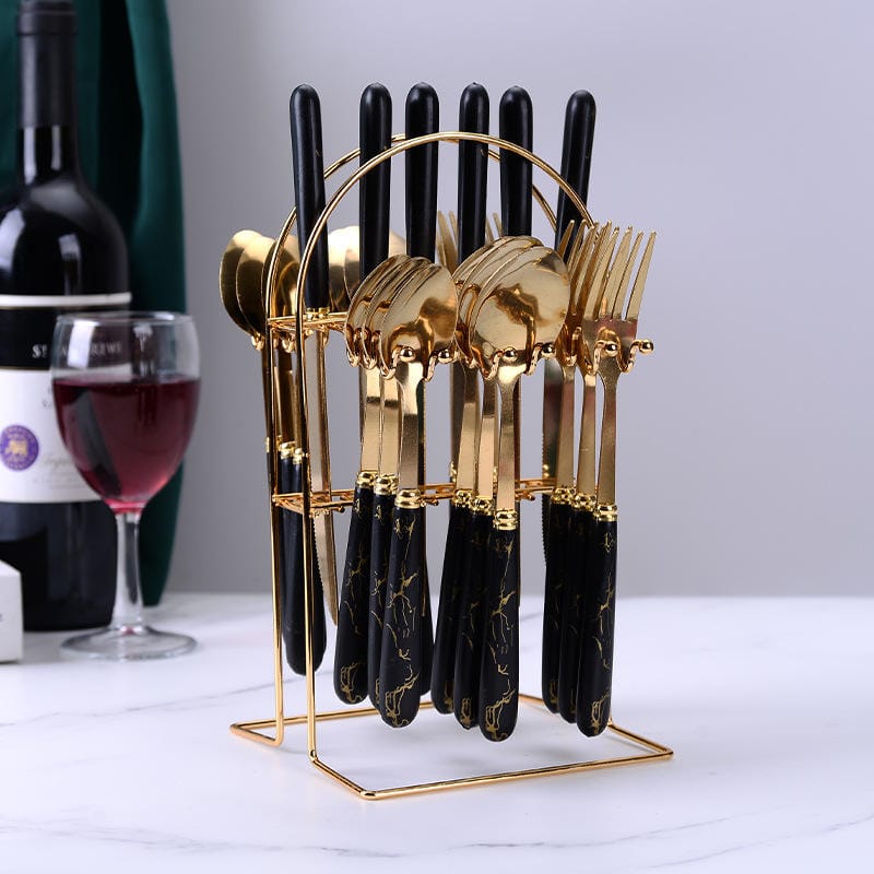 24-Piece Wholesale Package Box Gold Plated Cutlery Set
