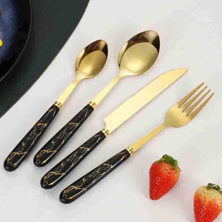 24-Piece Wholesale Package Box Gold Plated Cutlery Set