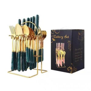 24-Piece Wholesale Package Box Gold Plated Cutlery Set