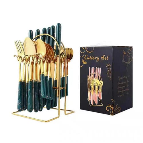 24-Piece Wholesale Package Box Gold Plated Cutlery Set