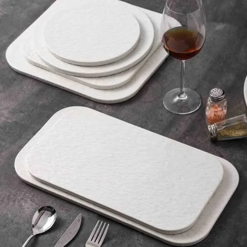 Matte White Stone-Grain Ceramic Crockery Set