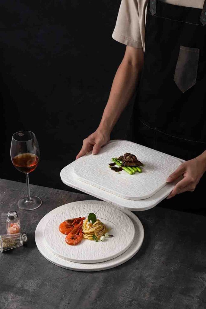 Matte White Stone-Grain Ceramic Crockery Set