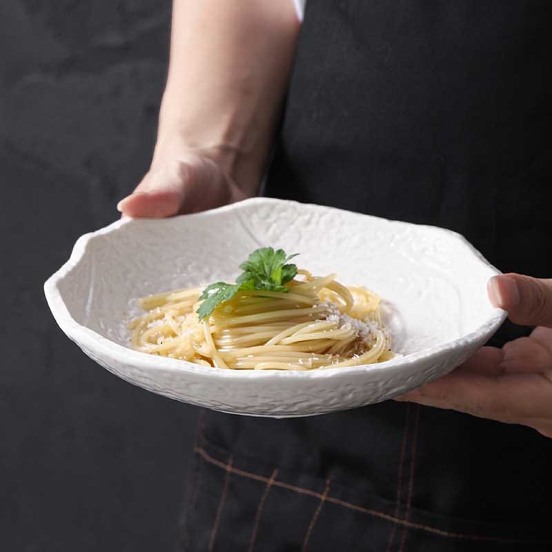 Handcrafted Black White Ceramic Dinner Plates Set