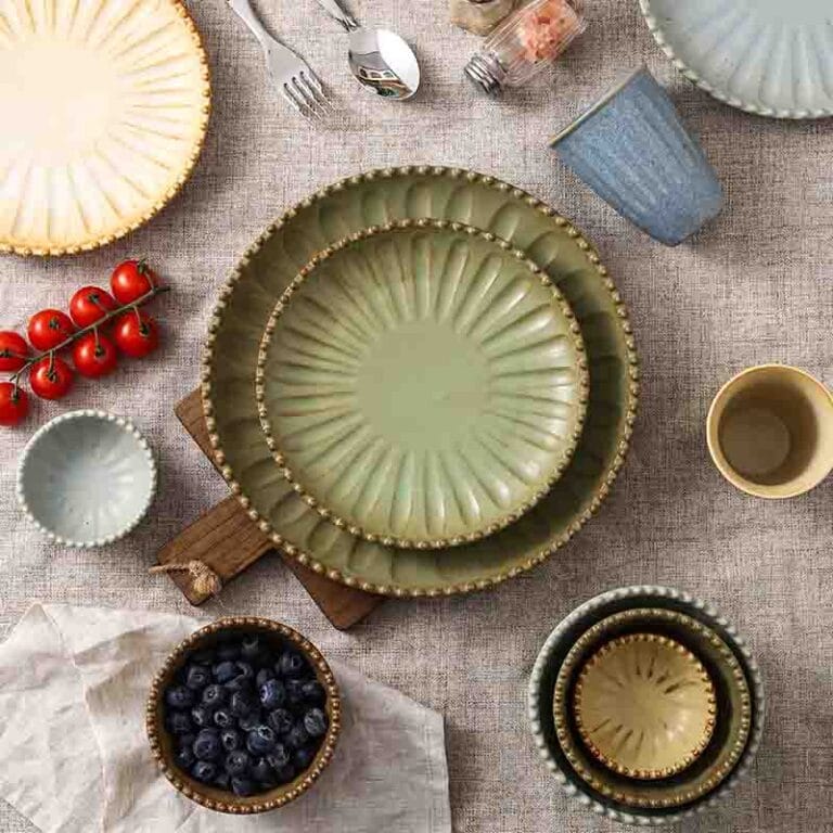 Retro Radial Bead-Edged Ceramic Tableware Set