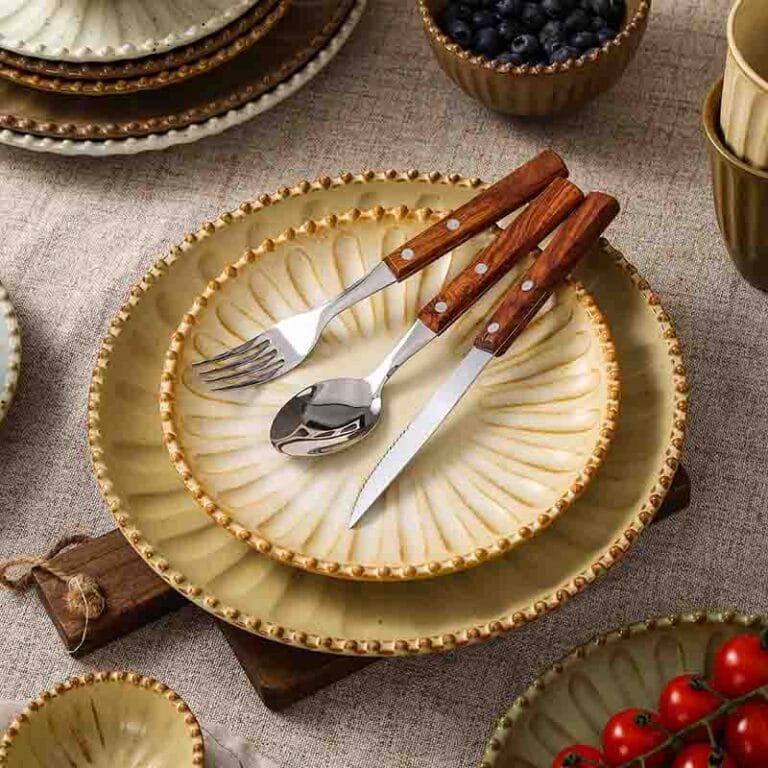 Retro Radial Bead-Edged Ceramic Tableware Set