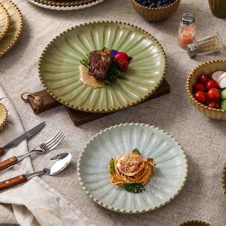 Retro Radial Bead-Edged Ceramic Tableware Set