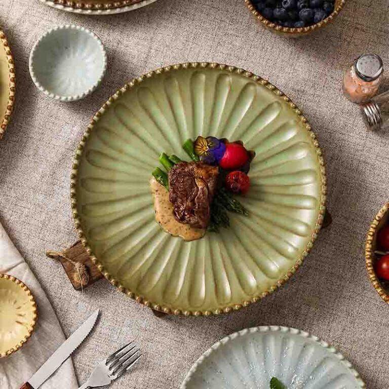 Retro Radial Bead-Edged Ceramic Tableware Set