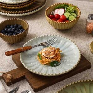 Retro Radial Bead-Edged Ceramic Tableware Set