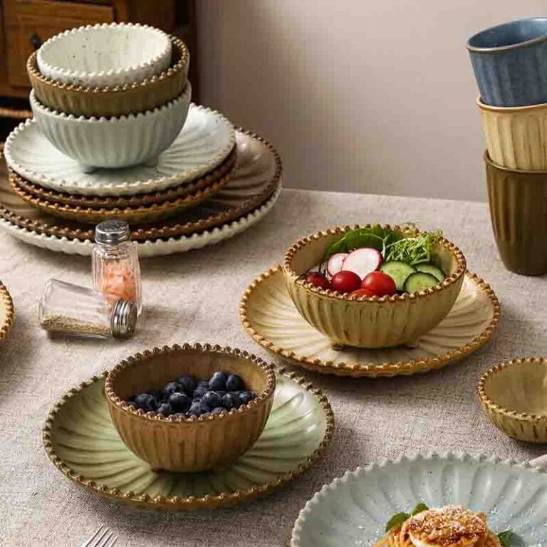 Retro Radial Bead-Edged Ceramic Tableware Set