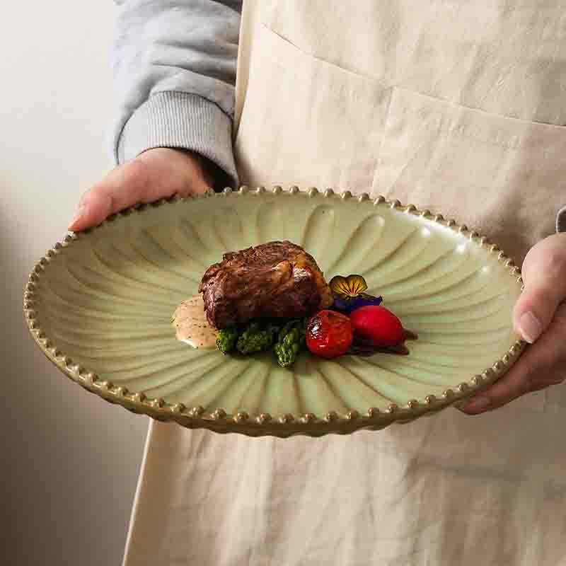 Retro Radial Bead-Edged Ceramic Tableware Set