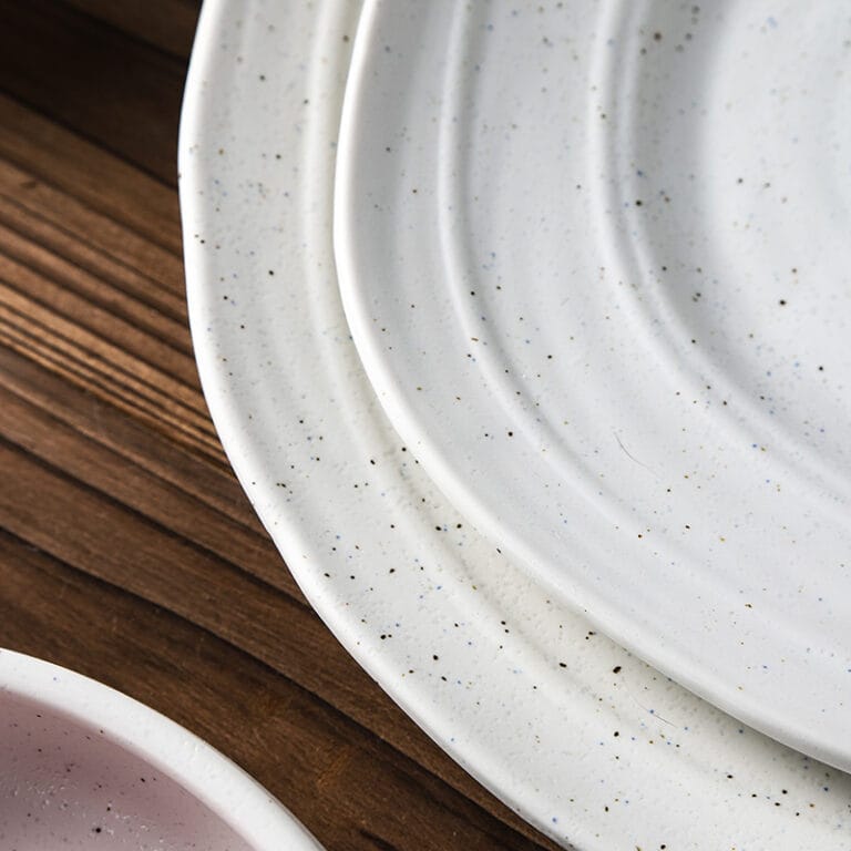 Japanese Speckled Matte White Stoneware Tableware Steak Dish Plate