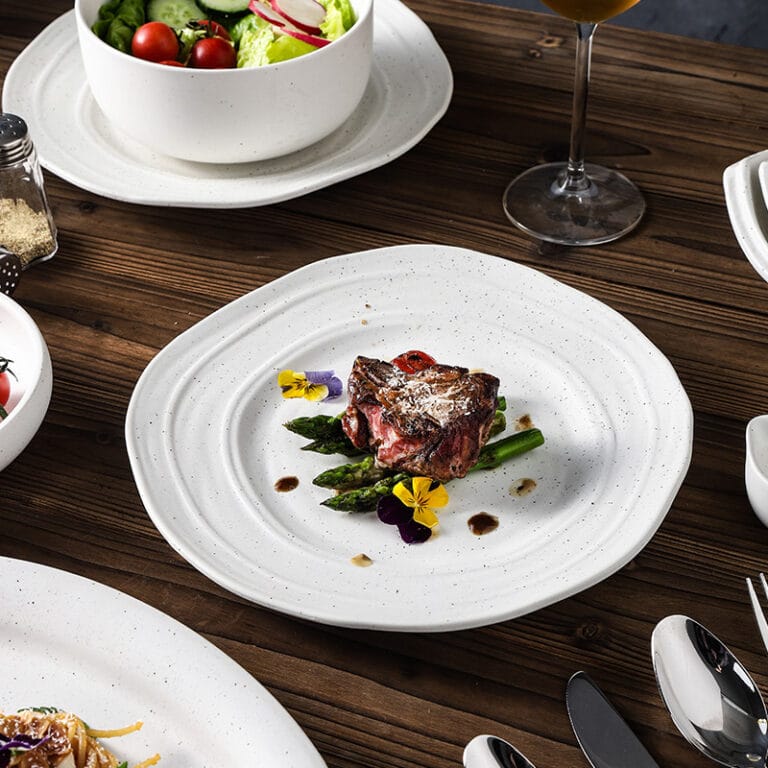 Japanese Speckled Matte White Stoneware Plate