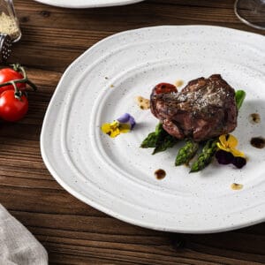 Japanese Speckled Matte White Stoneware Plate