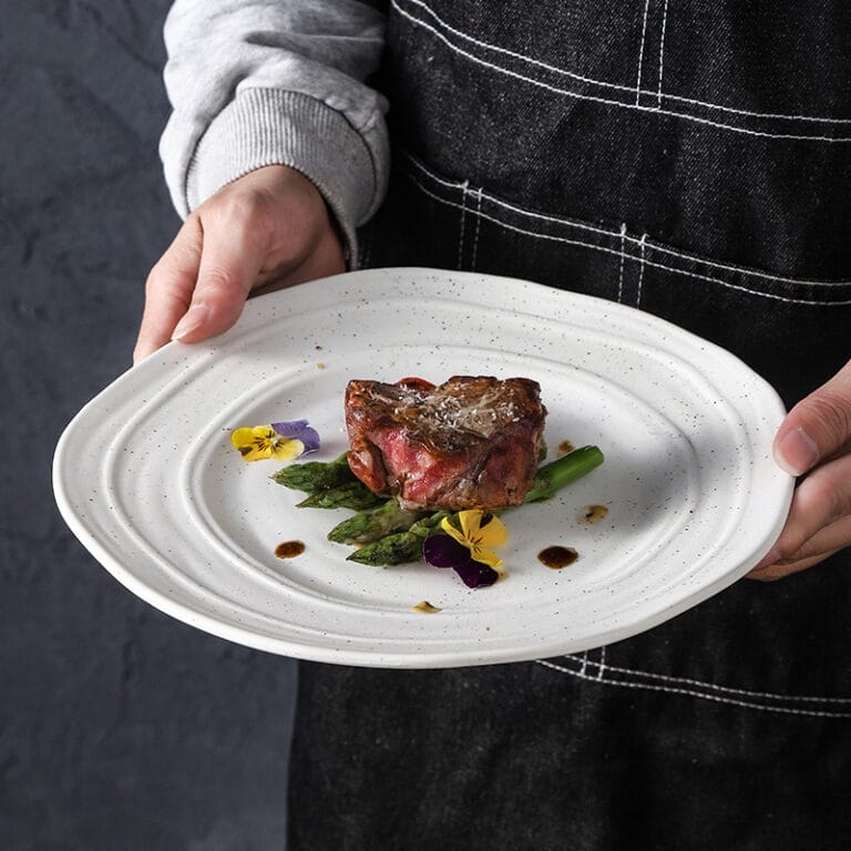 Japanese Speckled Matte White Stoneware Plate