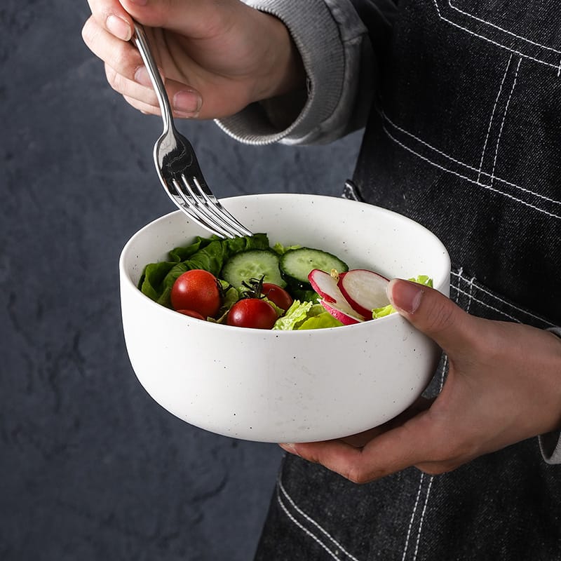 Nordic Style White Tableware Set Stoneware salad bowl