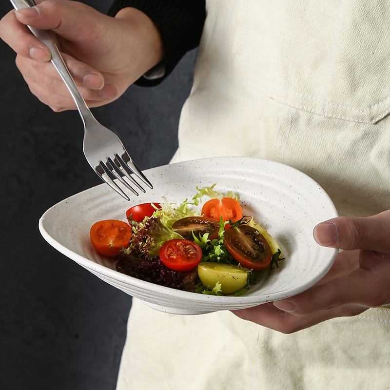 Nordic Style White Tableware Set Stoneware salad plate