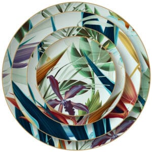 tropical plants pattern bone china wedding plate set