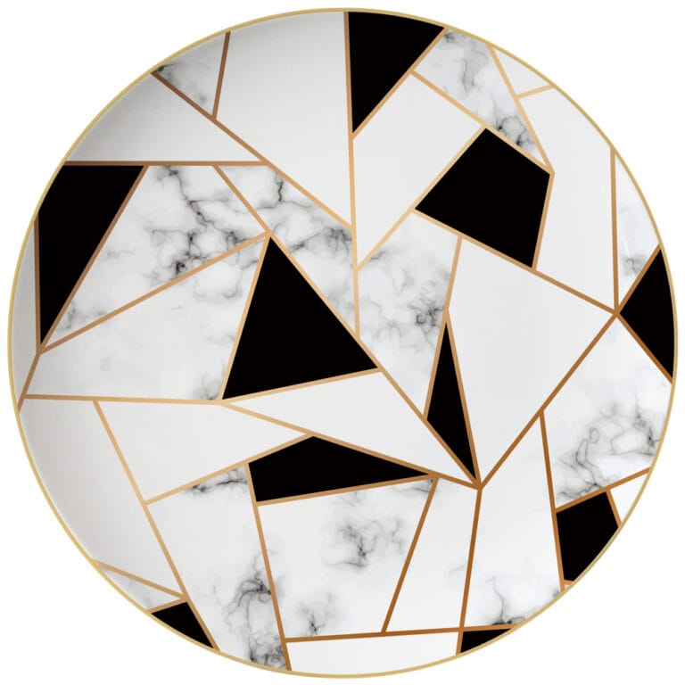black and white gold trimmings​ bone china plate set